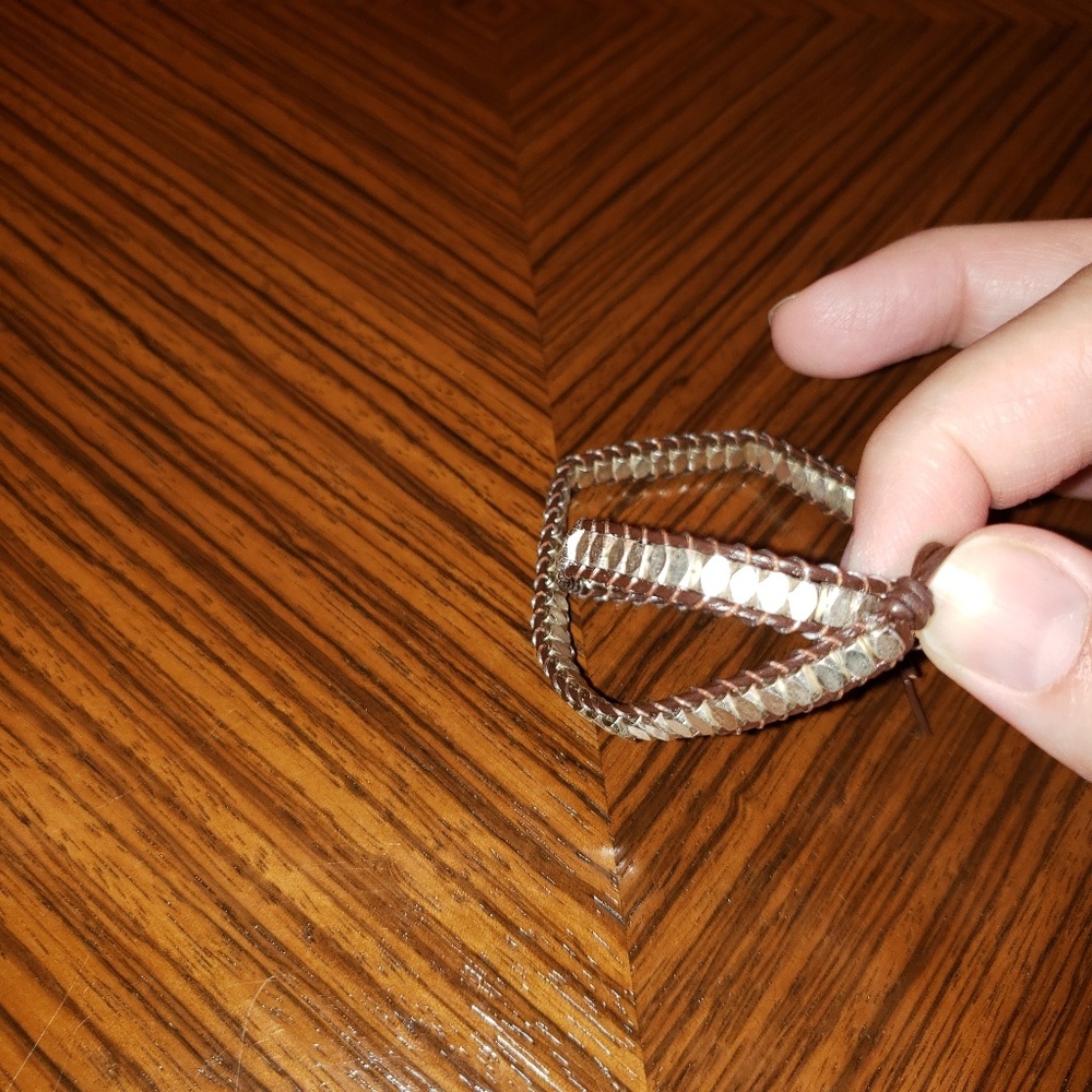 Stella and Dot Metal and Leather Wrap Bracelet